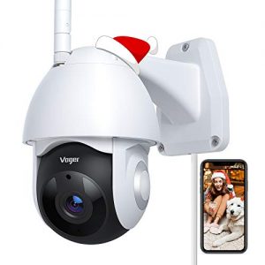 Security Camera Outdoor, Voger 360° View WiFi Home Security Camera System 1080P with IP66 Weatherproof Motion Detection Night Vision 2-Way Audio Cloud Camera Works with Alexa and Google Home